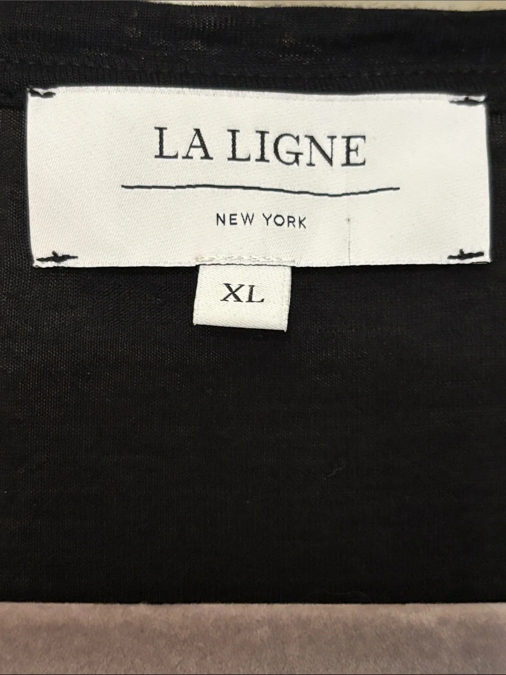 La Ligne New York Black and White Horizontal Stripe Viscose and Silk Tee - Picture 2 of 6